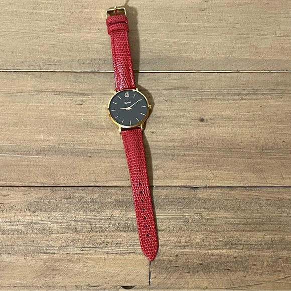 Cluse Boho Chic black with rose gold and red leather strap - Picture 3 of 6